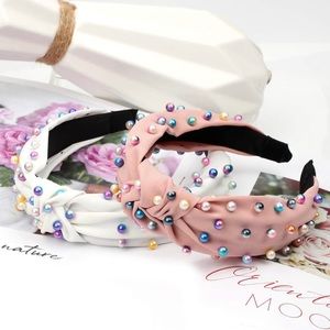 COPY - Two rainbow beaded knot hairbands